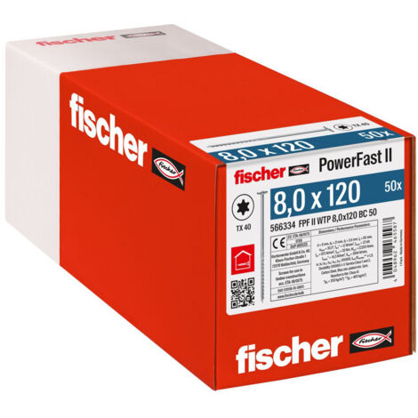 50 vis de charpentier à tête ronde large FPF II WTP Ø8 x 120 mm - Filetage partiel - Fischer (1/7)