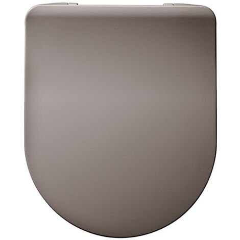 Wirquin – Abattant adulte pour WC extra plat en thermodur taupe – Résistant aux rayures et antibactérien – Compatible cuvettes en D