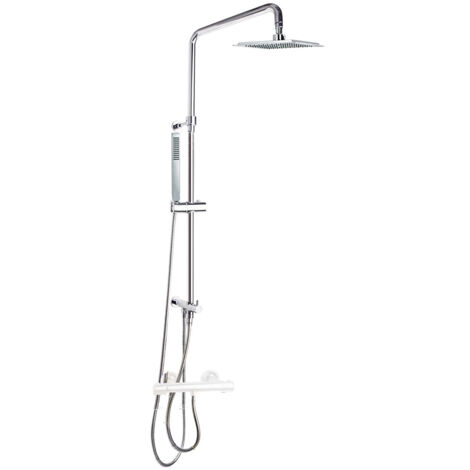 Colonne de douche Chromé rénovation avec douche de tête carré en ABS, 225 mm - T20002RPK225