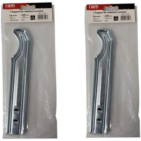 Lot de 2 supports à sceller pour radiateur en fonte type traditionnel - longueur axe 195 mm - longueur totale 230 mm - Ram