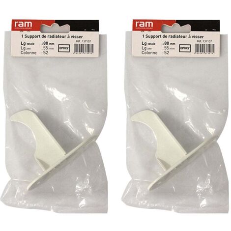 Lot de 2 supports à visser pour radiateur en fonte type rideau - longueur axe 55 mm - longueur totale 80 mm - Ram