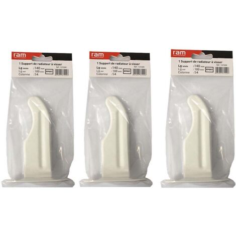 Lot de 3 supports à visser pour radiateur en fonte type traditionnel - longueur axe 100 mm - longueur totale 140 mm - Ram (1/4)