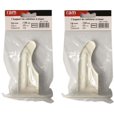 Lot de 2 supports à visser pour radiateur en fonte type traditionnel - longueur axe 85 mm - longueur totale 120 mm - Ram
