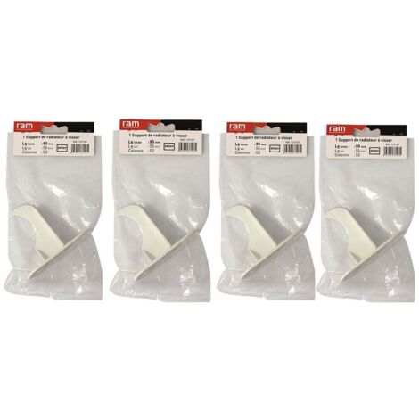 Lot de 4 supports à visser pour radiateur en fonte type rideau - longueur axe 55 mm - longueur totale 80 mm - Ram