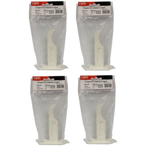Lot de 4 supports à visser pour radiateur en fonte type rideau - longueur axe 105 mm - longueur totale 135 mm - Ram