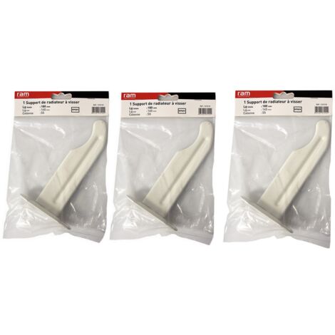 Lot de 3 supports à visser pour radiateur en fonte type traditionnel - longueur axe 140 mm - longueur totale 180 mm - Ram