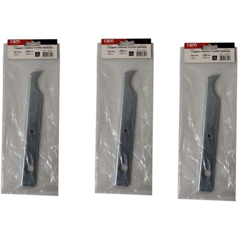 Lot de 3 supports à sceller pour radiateur en fonte type rideau - longueur axe 220 mm - longueur totale 250 mm - Ram