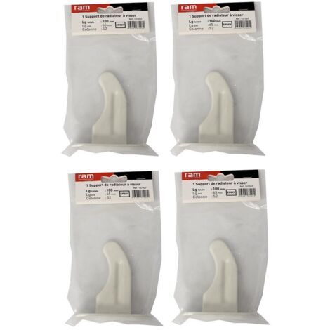 Lot de 4 supports à visser pour radiateur en fonte type traditionnel - longueur axe 65 mm - longueur totale 100 mm - Ram