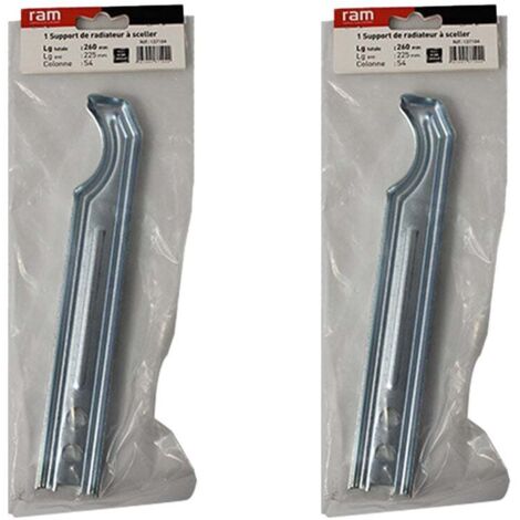 Lot de 2 supports à sceller pour radiateur en fonte type traditionnel - longueur axe 225 mm - longueur totale 260 mm - Ram