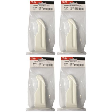 Lot de 4 supports à visser pour radiateur en fonte type traditionnel - longueur axe 100 mm - longueur totale 140 mm - Ram