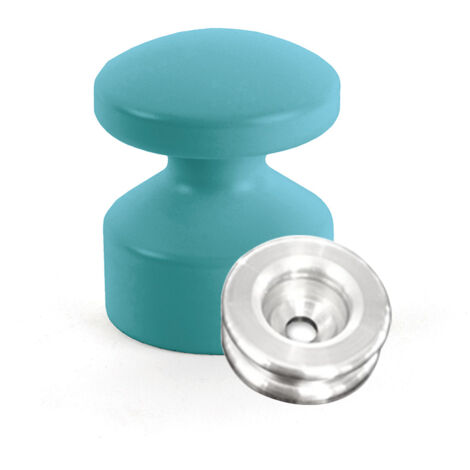 Kit de Fixation : Rondelle multi-matériaux Alu + Petite Patère convexe Bleu canard - L'Attachante (1/5)