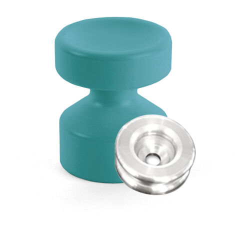 Kit de Fixation : Rondelle multi-matériaux Alu + Petite Patère concave Bleu canard - L'Attachante (1/4)