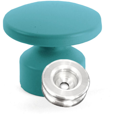 Kit de Fixation : Rondelle multi-matériaux Alu + Grande Patère convexe Bleu canard - L'Attachante (1/5)