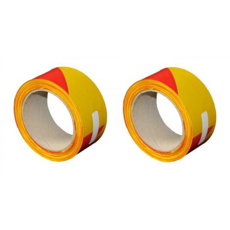 Lot de 2 bandes de chantier 50 mm x 100 m - Rouge et jaune - Soppec (1/3)
