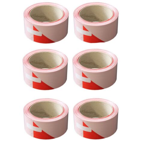 Lot de 6 bandes de chantier 50 mm x 100 m - Rouge et Blanc - Soppec (1/3)