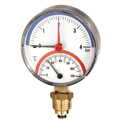 Thermo-manomètre Radial Ø 80 - 4 bar - 1/2” - Graduation du thermomètre de 0°C à 120°C (1/2)
