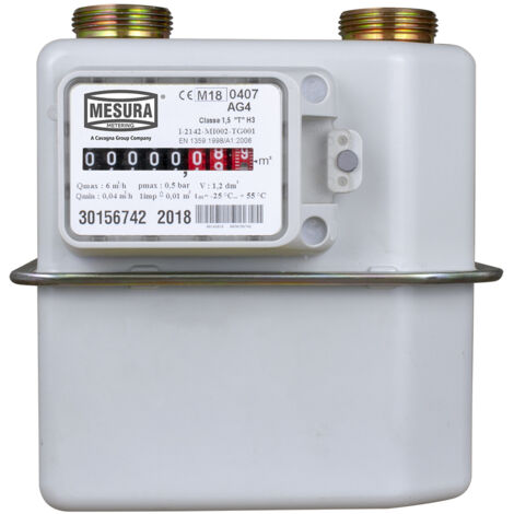 Favex – Compteur gaz G4 MESURA – Débit max 4 m³/h – Pression max 500 mbar – Acier pressé pour durabilité en environnement varié