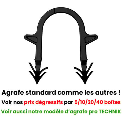 Arcanaute – Boîte de 300 agrafes standard black – Hauteur 40 mm – Fixation tube Ø 16/20 mm – Pour fixation sur isolant