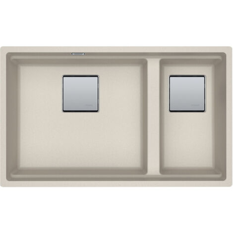 Franke – Évier 2 bacs sous-plan en fragranit – Cuve Kubus 2.0 – Café crème – 760 x 460 x 200 mm – Bonde 90 mm – Évier non réversible (1/3)