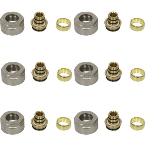 Lot de 6 raccords eurocone (EK) 3/4" (20/27) nickelé PER 16x1,5 - Arcanaute