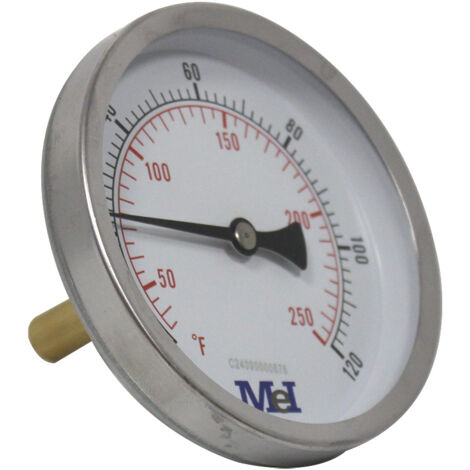 Thermomètre axial Ø100 - 0 à 120° - Longueur doigt de gant 50 mm - pour chauffage et réfrigération - Arcanaute