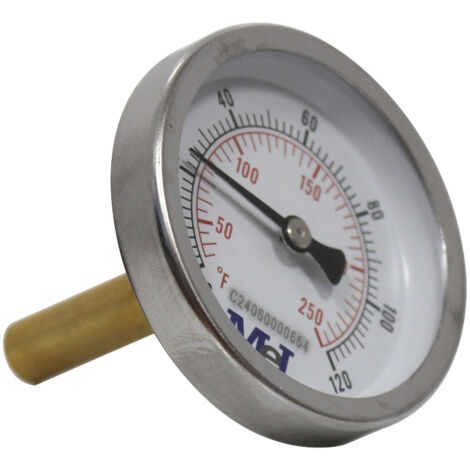 Thermomètre bimétallique horizontal - HECAPO Dimensions : Ø1/2" x 50 mm