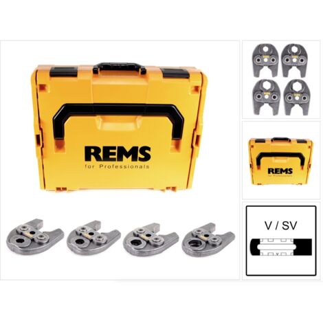 Rems – Set de pinces à sertir Mini profil V 15-18-22-28 – Mâchoires CNC pour sertissage précis – Compatible Mini-Press – L-Boxx