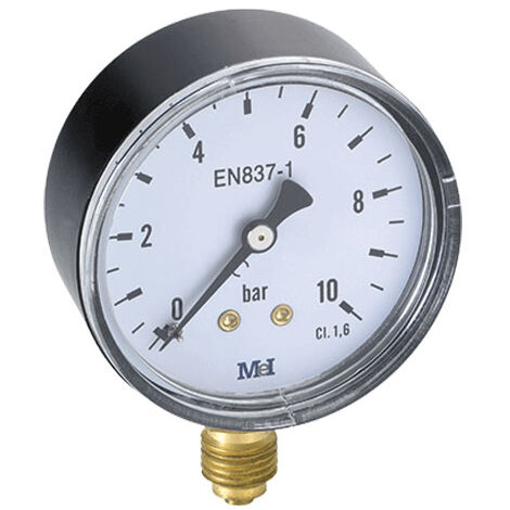 Manomètre Radial sec Mâle 1/4" (8/13) - Ø 50 mm - 0 à 16 bar - boîtier ABS - Arcanaute (1/2)