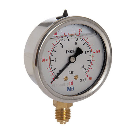 Manomètre Radial Glycérine Mâle 1/4" (8/13) - Ø63 mm - 0 à 4 bar - double échelle bar/psi - Arcanaute