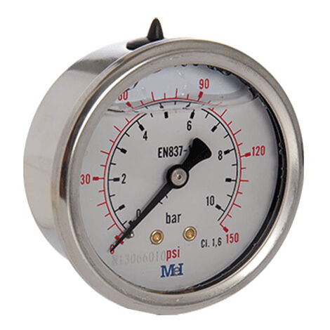Manomètre Axial Glycérine Mâle 1/4" (8/13) - Ø63 mm - 0 à 2.5 bar - double échelle bar/psi - Arcanaute