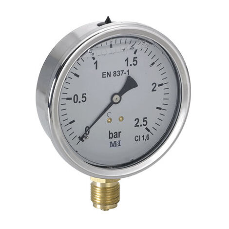 Manomètre Radial Glycérine Mâle 1/2" (15/21) - Ø100 mm - 0 à 16 bar - Arcanaute (1/2)