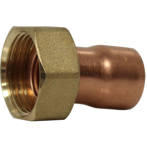 Raccord droit écrou prisonnier à joint plat - Femelle 3/4" (20/27) - Cuivre Ø18 - Arcanaute
