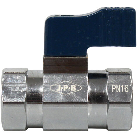 Arcanaute - Mini-vanne D'arrêt Laiton Nickelé Mâle/Femelle 3/4" (20/27) - PN16 - Manette Bleue - Plomberie