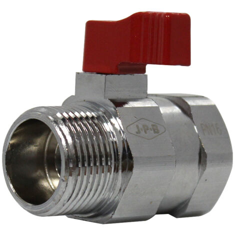 Mini-vanne laiton nickelé Mâle / Femelle 3/4" (20/27) - PN16 - manette rouge - Arcanaute