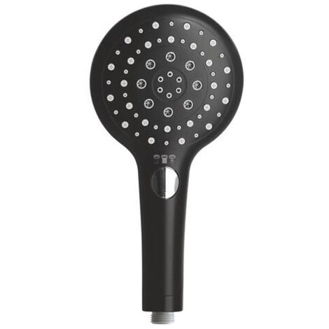 Douchette ABS anticalcaire ronde 3 jets Ø129 mm noire - Somatherm (1/2)
