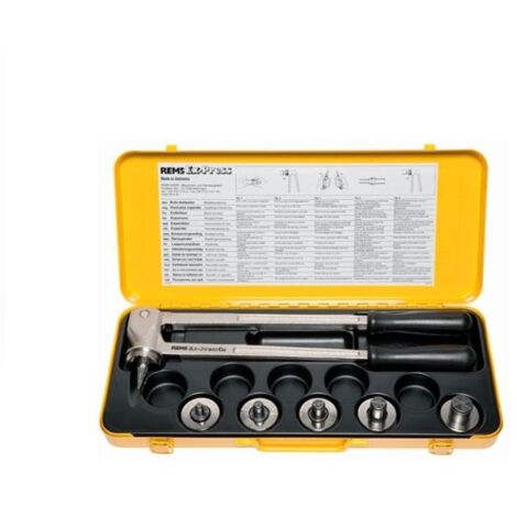 Rems – Coffret pince à emboîture 12-14-16-18-22-28-32 – Installation sans raccords – Poignées ergonomiques – Segments extra-longs pour tubes DVGW