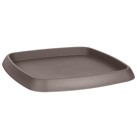 Soucoupe carrée CHORUS Taupe 31 cm, pour pot 35 cm - EDA