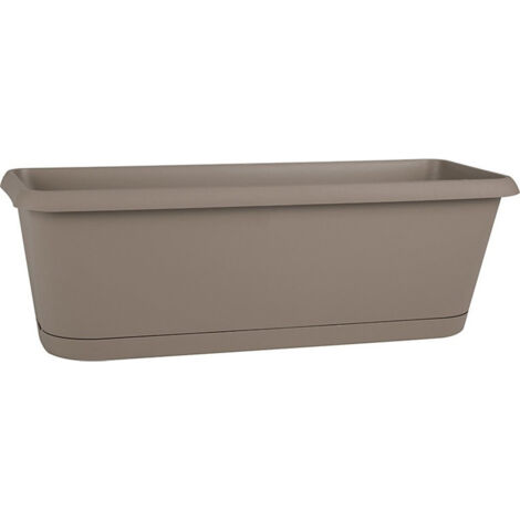 EDA – Jardinière CHORUS taupe 48,8 x 18,8 x 16,1 cm – 9,4 L – Polypropylène avec drainage efficace pour espaces intérieurs et extérieurs