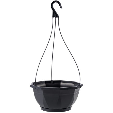 EDA – Suspension Aéria percée Ø27 cm avec soucoupe – Hauteur 47 cm – Volume 4,5 L – Gris anthracite pour éclairage intérieur