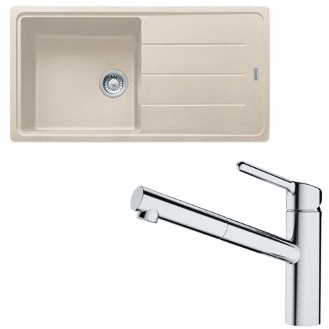 Pack évier XL Antea Fragranit café crème 970 x 500 x 200 mm + mitigeur Orbit douchette - Franke (1/5)