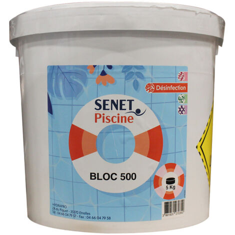 Chlore lent, galet de 500 g - Seau de 5Kg - SENET Piscine
