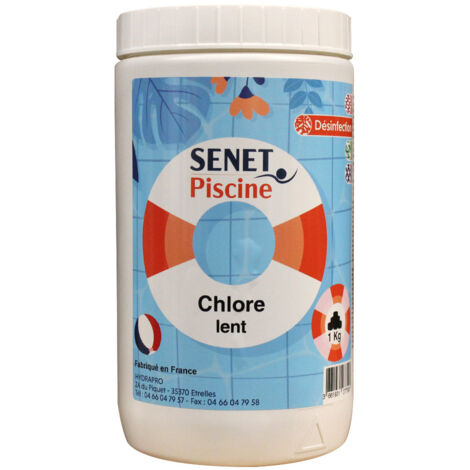 Chlore lent, pastille de 20g - Boite de 1Kg - SENET Piscine