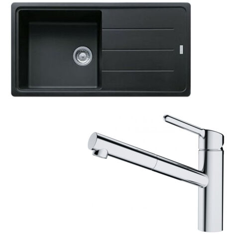 Pack évier XL Antea Fragranit onyx 970 x 500 x 200 mm + mitigeur Orbit douchette - Franke (1/5)