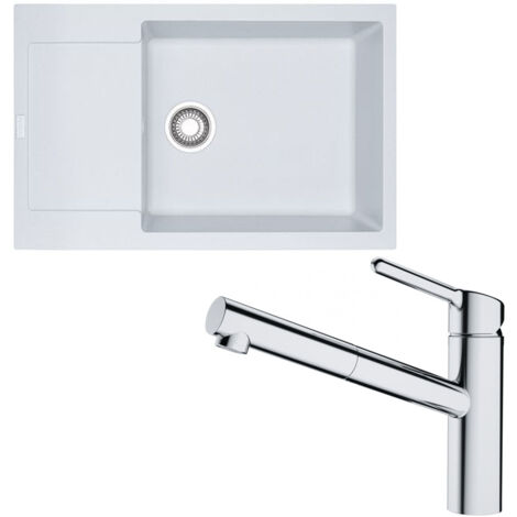 Pack évier XL Maris Fragranit blanc artic 780 x 500 x 200 mm + mitigeur Orbit douchette - Franke (1/5)