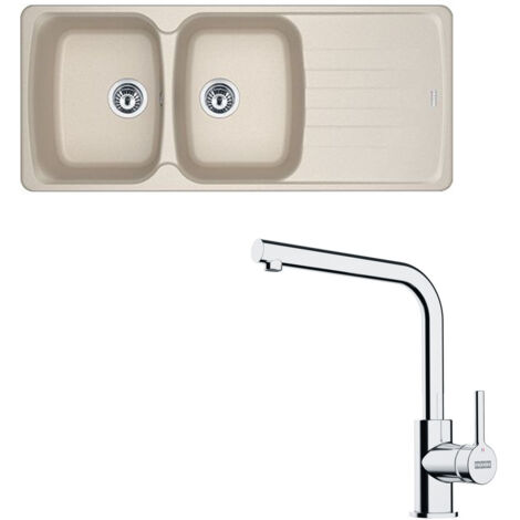 Pack évier Antea Fragranit café crème 1160 x 500 x 210 mm + mitigeur Lina L - Franke (1/5)
