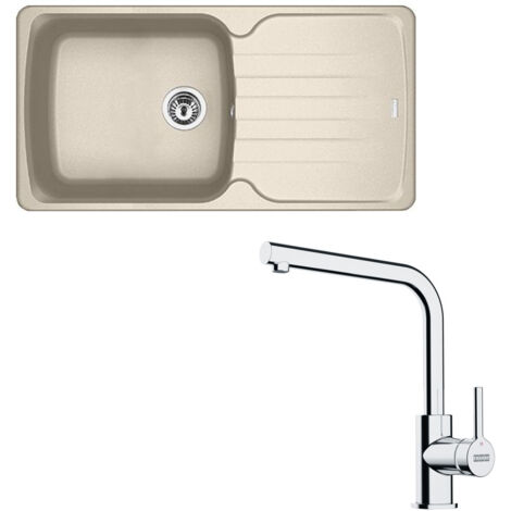 Pack évier XL Antea Fragranit café crème 970 x 500 x 210 mm + mitigeur Lina L - Franke (1/5)