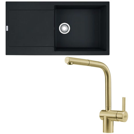 Pack évier XL Maris Fragranit 970 x 500 x 200 mm + mitigeur Atlas néo douchette or - Franke (1/5)