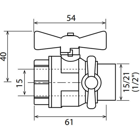 Vanne à sphère PN30 Passage intégral ACS Papillon rouge M/F à purge 1/2'(15x21) SOMATHERM (1/7)