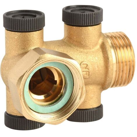 Clapet antipollution équerre NF ACS femelle mâle 3/4" (20/27) avec bouchons polyamide 1/4" (8/13) - Longueur 61 mm - Sferaco