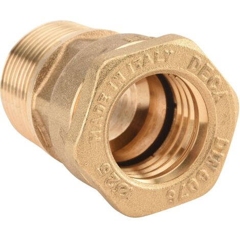 Raccord DECA droit mâle 1" (26/34) laiton tube PE ancienne génération Ø34 - Sferaco